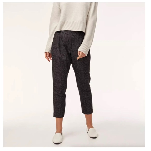 Aritzia Babaton Cohen Wool Cashmere Pleated Slim Straight Trouser Pants Size 2 - Picture 1 of 16